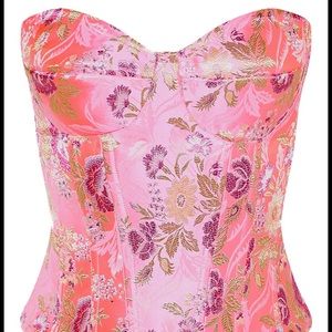 PLT Pink Jacquard Satin Corset